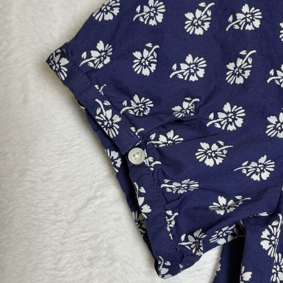 J. Crew Womens Navy Blue Blouse Size Small Cotton Poplin Cap Sleeve V Neck - Picture 3 of 8